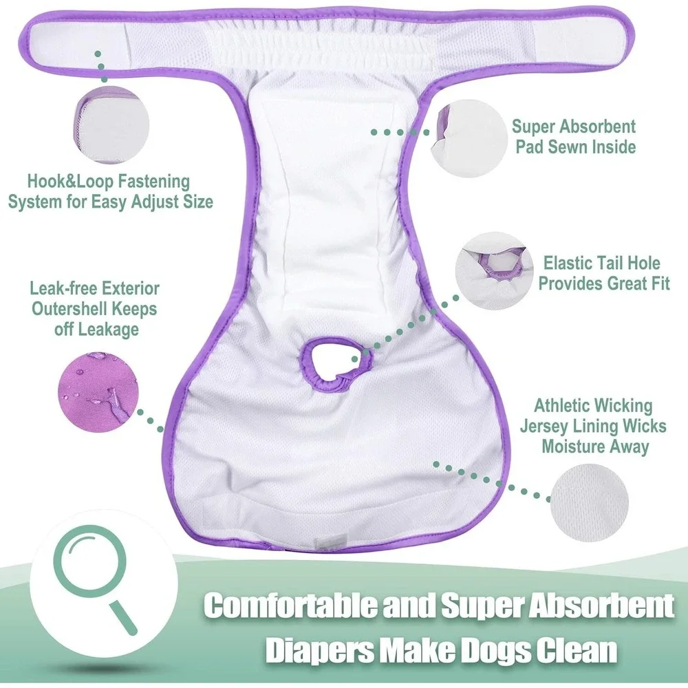 WeGreeco Reusable Washable Dog Diapers Female (3 Pack) - Medium 12